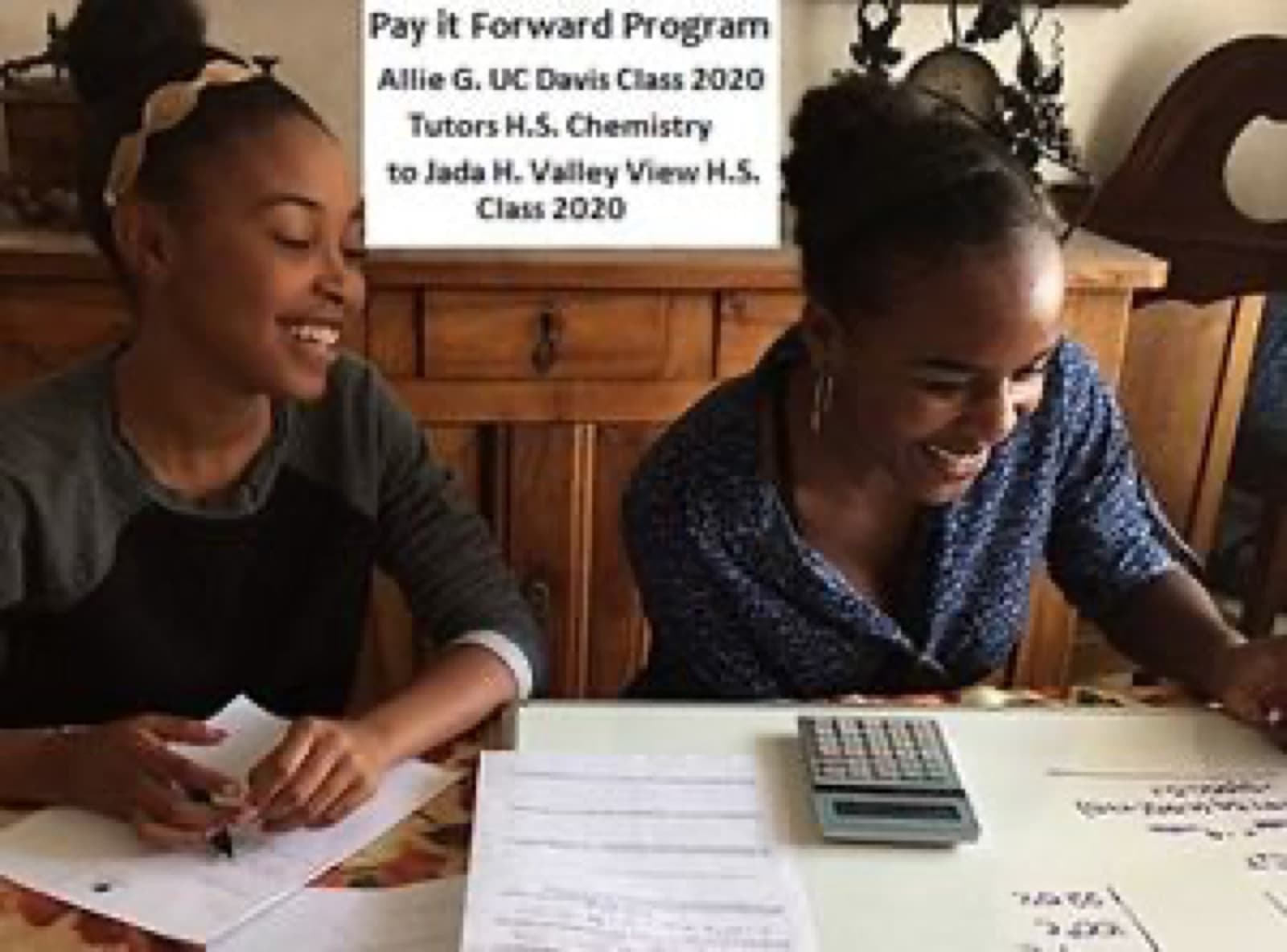 Scholars tutoring peers through the Pay It Forward program