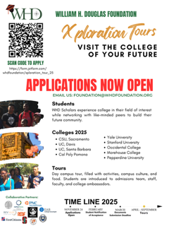 Xploration Tours flyer: applications now open, visit the college of your future